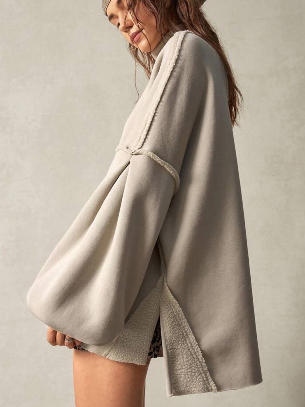 NWOT Oversized Balloon-Sleeve Cowl Sweater